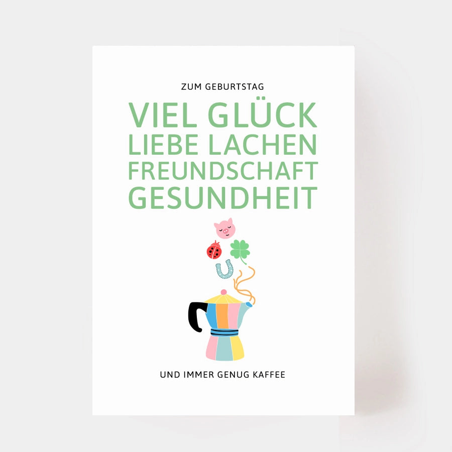 Postkarte "Viel Glück und Kaffee"