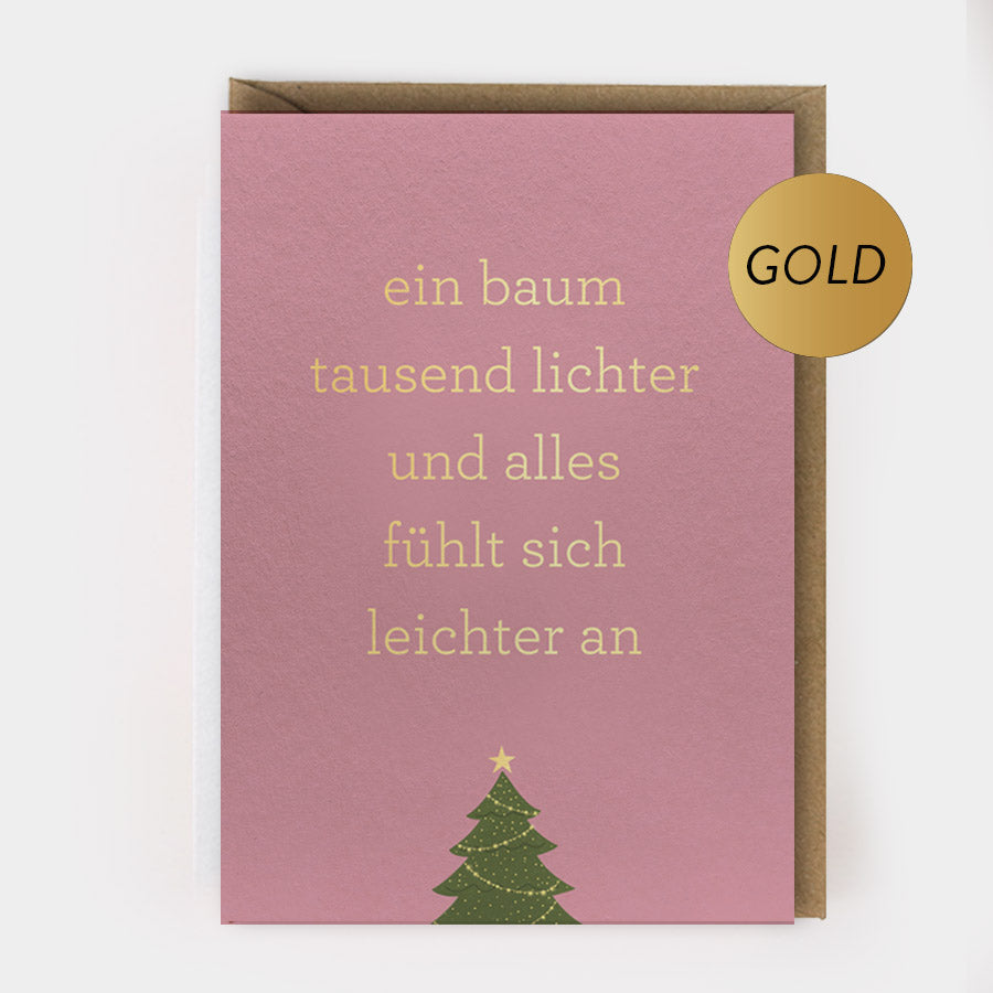 Weihnachtsklappkarte "tausend Lichter" mit Goldprägung und Umschlag