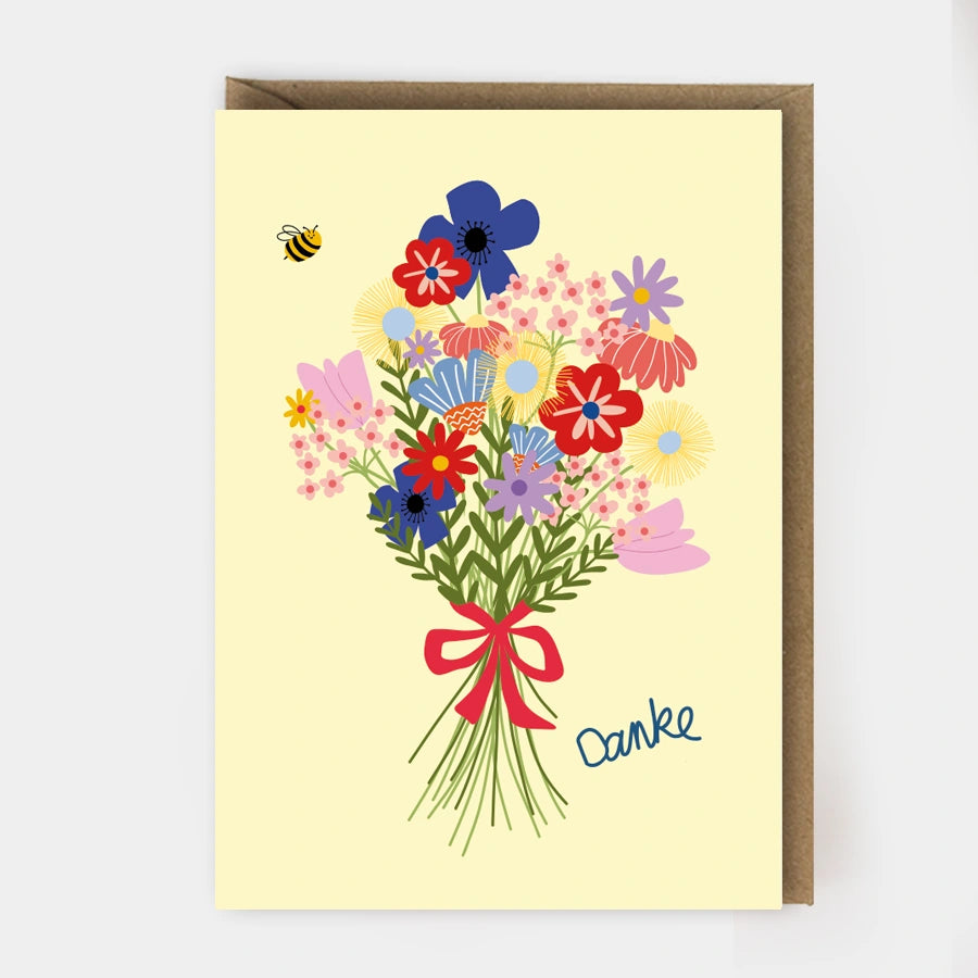 Klappkarte "Danke Blumenstrauß" mit Umschlag